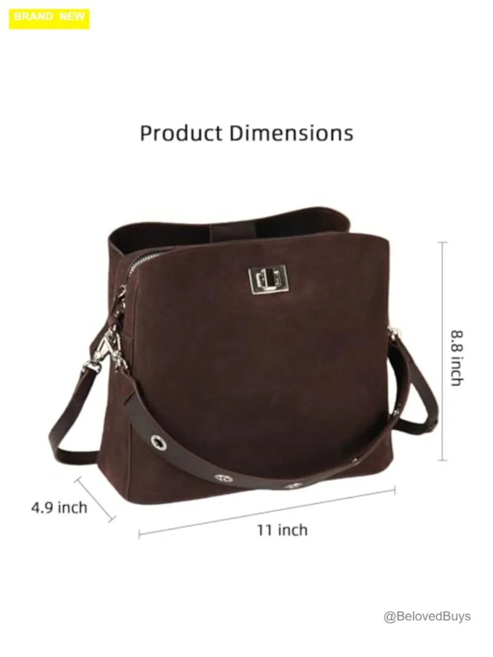 Genuine Leather Suede Hobo Bag Slouchy Shoulder Crossbody Purse